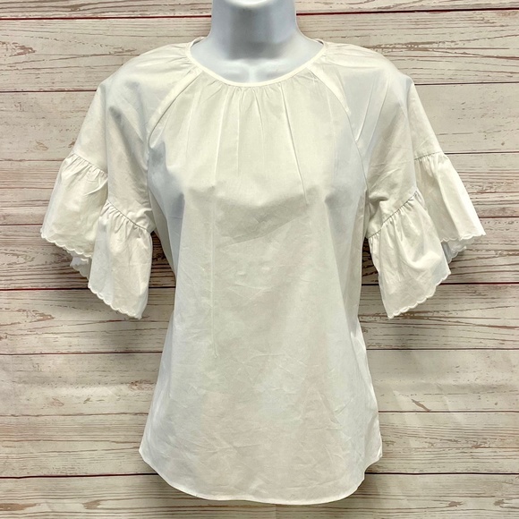 Kate Spade New York Cotton High Neck Ruffle sleeve Blouse - Picture 1 of 7